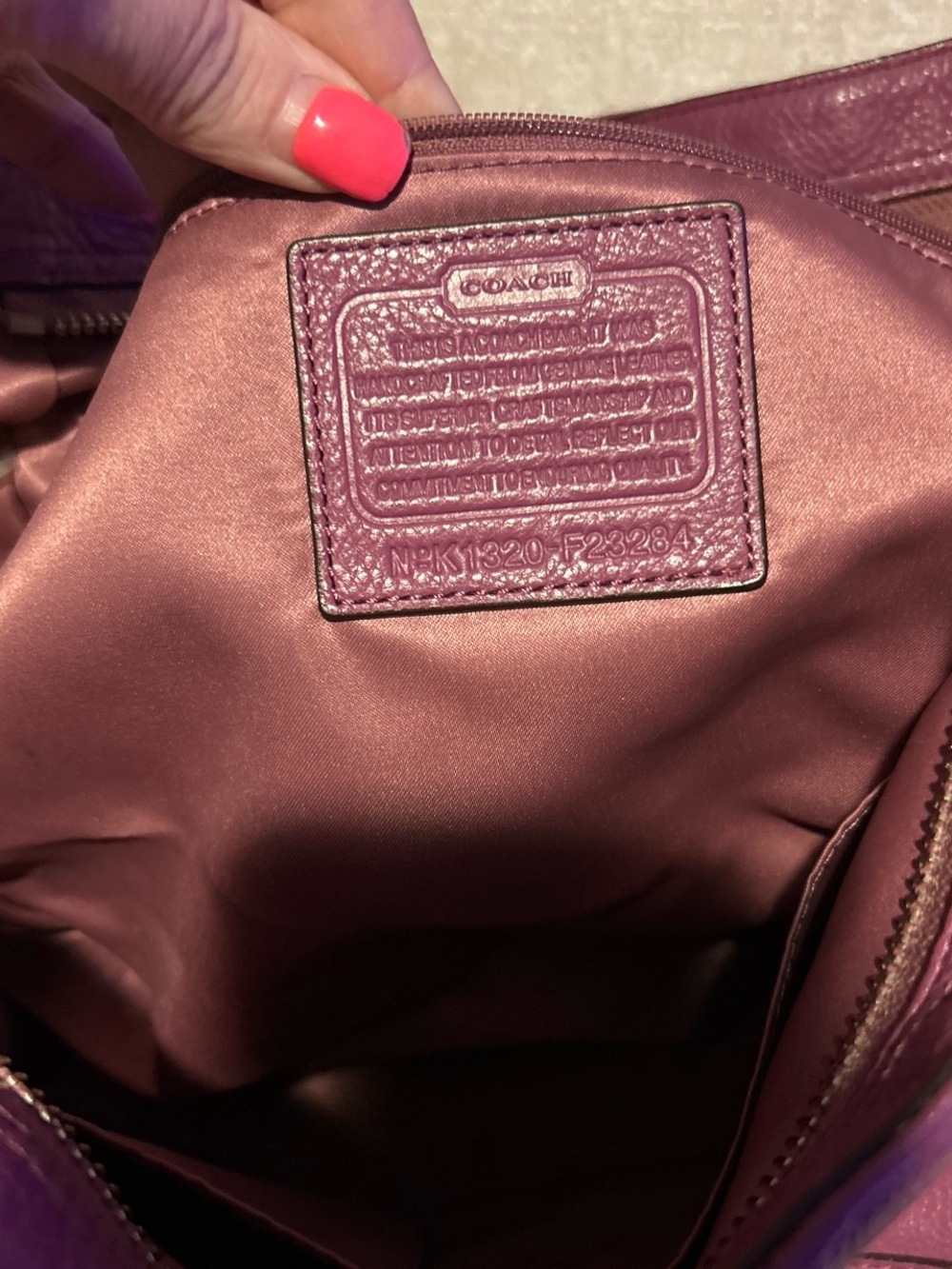 Coach Plum Purple Leather Shoulder Tote - Picture 3 of 6